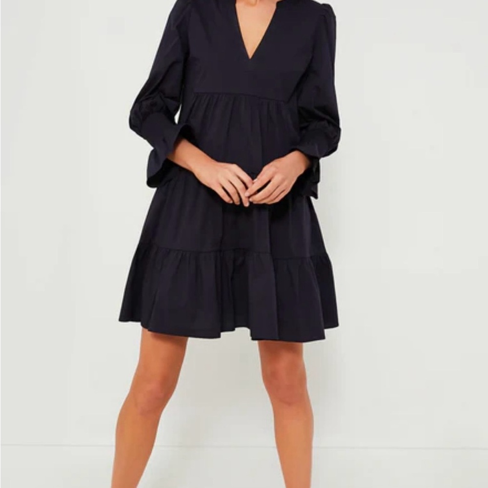 Pomander Place - Navy V-Neck Dress
